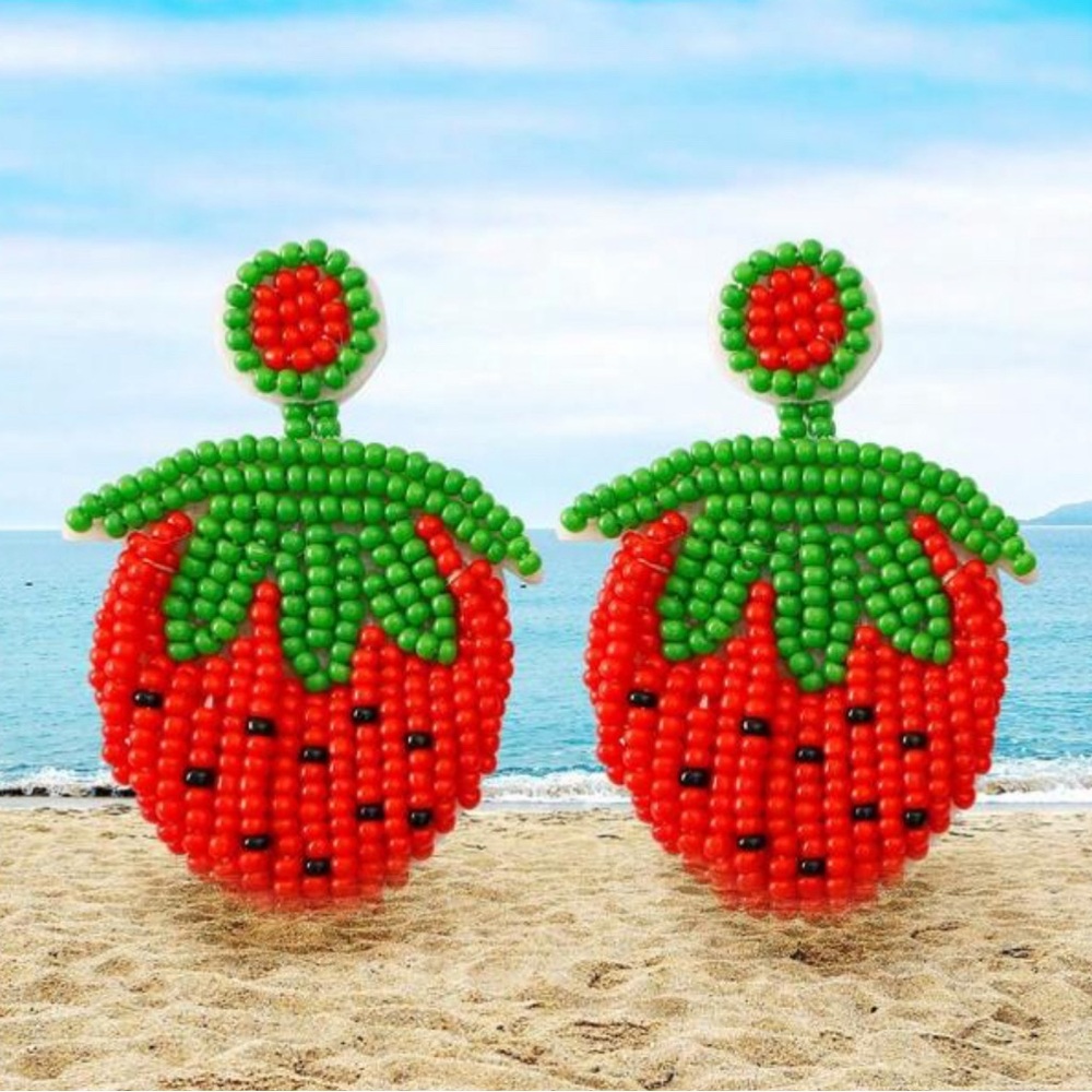 Strawberry beaded earrings